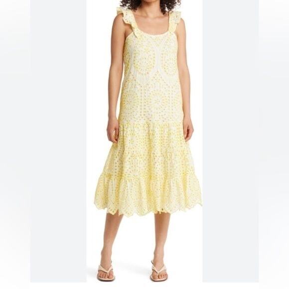 BTFL-LIFE Cotton Eyelet Midi Sundress Size Large - Picture 2 of 8